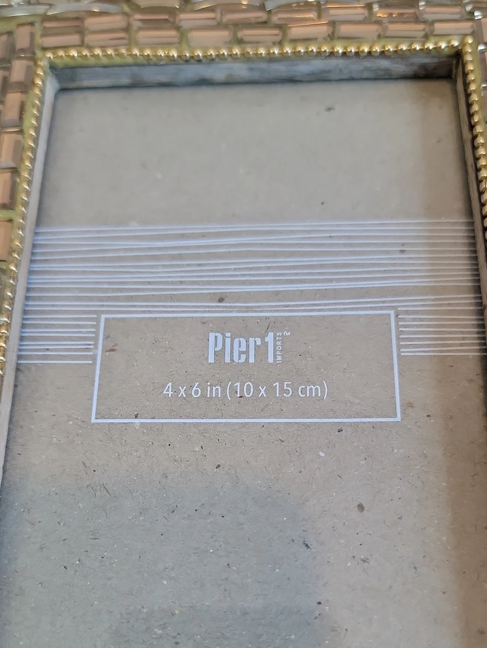 Pier 1 Gold and Natural Wood Mosaic Picture Frame Fits A 4